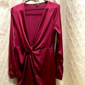 Fashion Nova Long Sleeve Women’s Dress Purple/Burgundy Color Short Dress Satin